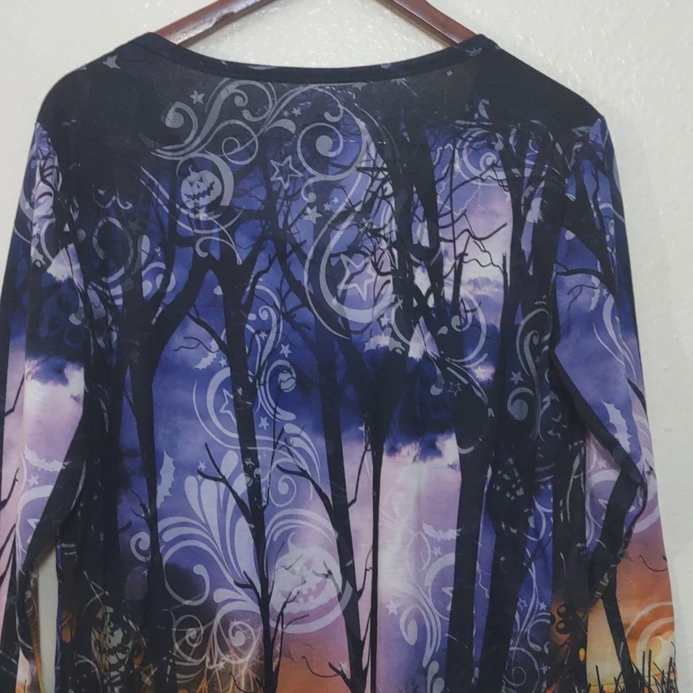 SLIGHTLY USE HALLOWEEN 3/4 SLEEVE SHIRT SIZE L (12/14) LIGHTWEIGHT - Picture 9 of 10
